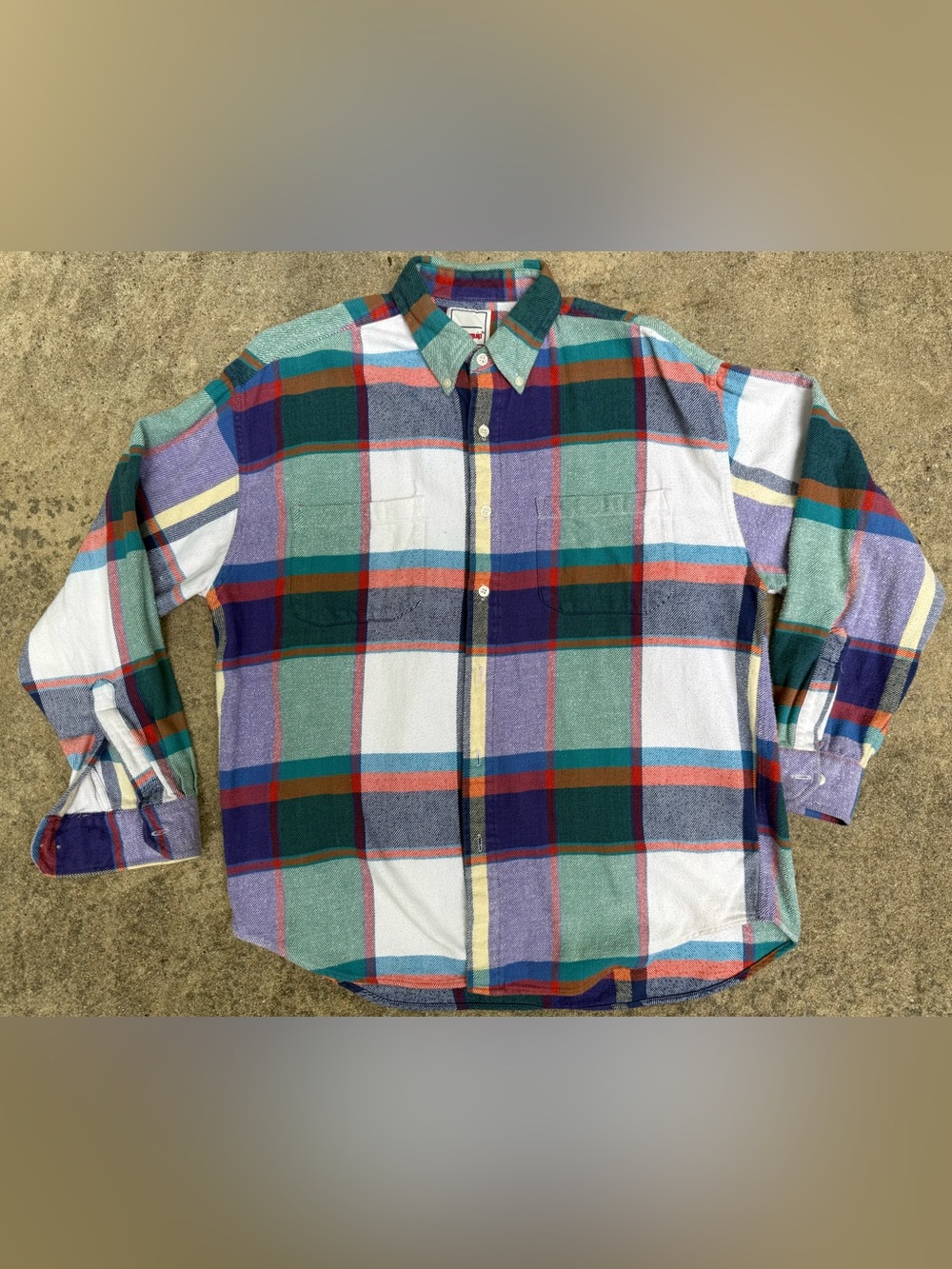 Vintage 80s Body Equip Plaid Button-Down Shirt in Multi-color Sz L